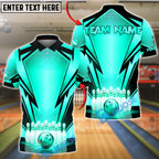 BlueJose Bowling Black Geometric Pattern Strike Design Customized Name, Team Name 3D Shirt (6 Colors)