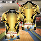 BlueJose Bowling Black Geometric Pattern Strike Design Customized Name, Team Name 3D Shirt (6 Colors)