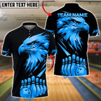 BlueJose Bowling Golden Eagle Black Background Customized Name, Team Name 3D Shirt (6 Colors)