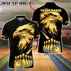 BlueJose Bowling Golden Eagle Black Background Customized Name, Team Name 3D Shirt (6 Colors)