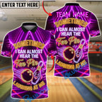 BlueJose Bowling Ten Pin Laugh Neon Design Customized Name, Team Name 3D Shirt (4 Colors)
