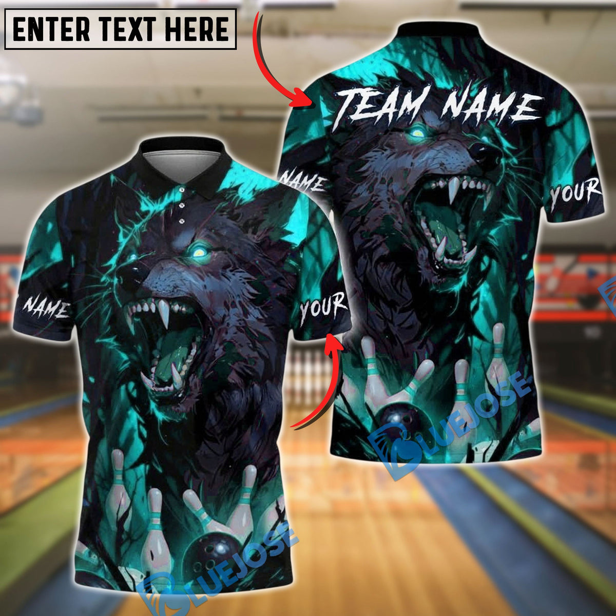 BlueJose Bowling And Pins Werewolf Rage Customized Name, Team Name 3D Shirt (4 Colors)