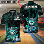 BlueJose Bowling And Pins Cyber Mecha Bear Customized Name, Team Name 3D Shirt (4 Colors)