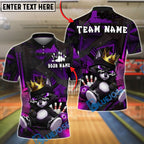 BlueJose Bowling And Pins King Wolf Cartoon Graffiti Style Customized Name, Team Name 3D Shirt (4 Colors)
