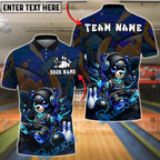 BlueJose Bowling And Pins Neon Cyber Bear Graffiti Style Customized Name, Team Name 3D Shirt (4 Colors)