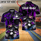 BlueJose Bowling And Pins Cool Bunny King Cartoon Customized Name, Team Name 3D Shirt (4 Colors)