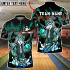 BlueJose Bowling And Pins Cool Wolf Character Camo Customized Name, Team Name 3D Shirt (4 Colors)