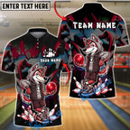 BlueJose Bowling And Pins Cool Wolf Character Camo Customized Name, Team Name 3D Shirt (4 Colors)