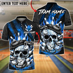 BlueJose Bowling And Pins Skull Snake Flame Pins Gothic Inferno Customized Name, Team Name 3D Shirt (4 Colors)