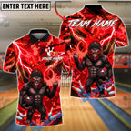BlueJose Bowling Gorilla Lightning Strike Customized Name, Team Name 3D Shirt (4 Colors)