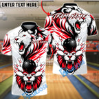 BlueJose Bowling White Lion Black Dynamic Design  Customized Name, Team Name 3D Shirt (4 Colors)