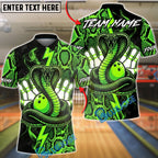 BlueJose Bowling Cobra Snake Skin Lightning Customized Name, Team Name 3D Shirt (4 Colors)