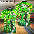BlueJose Bowling 420 Bear Smoke Art Customized Name, Team Name 3D Shirt (4 Colors)
