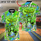 BlueJose Bowling 420 Monkey Graffiti Art Customized Name, Team Name 3D Shirt (4 Colors)