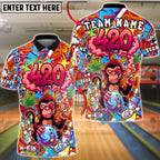 BlueJose Bowling 420 Monkey Graffiti Art Customized Name, Team Name 3D Shirt (4 Colors)
