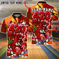 BlueJose Bowling 420 Bear Geometric Customized Name, Team Name 3D Shirt (4 Colors)