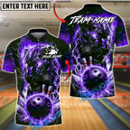 BlueJose Bowling And Pins Electric Panther Lightning Strike Customized Name, Team Name 3D Shirt (6 Colors)