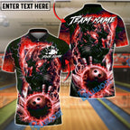 BlueJose Bowling And Pins Electric Panther Lightning Strike Customized Name, Team Name 3D Shirt (6 Colors)