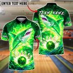 BlueJose Bowling And Pins Electric Shark Customized Name, Team Name 3D Shirt (4 Colors)