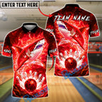 BlueJose Bowling And Pins Electric Shark Customized Name, Team Name 3D Shirt (4 Colors)