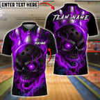 BlueJose Bowling And Pins Flame Skull Customized Name, Team Name 3D Shirt (4 Colors)