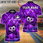 BlueJose Bowling & Pins Panda Lightning Design Customized Name, Team Name 3D Shirt (4 Colors)