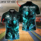 BlueJose Bowling Gorilla Fire Smoke Design Customized Name, Team Name 3D Shirt (4 Colors)