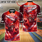 BlueJose Bowling & Pins Shark & Scuba Skull Electric Ocean Graphic Customized Name, Team Name 3D Shirt (6 Colors)