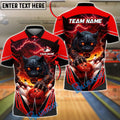 BlueJose Bowling & Pins Black Panther Power Smash Customized Name, Team Name 3D Shirt (4 Colors)