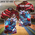 BlueJose Bowling And Pins Cyber Bull Neon Graffiti Customized Name, Team Name 3D Shirt (4 Colors)