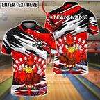 BlueJose Bowling And Pins Angry Turkey Customized Name, Team Name 3D Shirt (4 Colors)