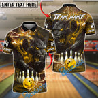 BlueJose Bowling And Pins Black Panther Lightning Customized Name 3D Shirt (6 Colors)