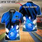 BlueJose Bowling And Pins Fire QN Customized Name 3D Shirt (6 Colors)