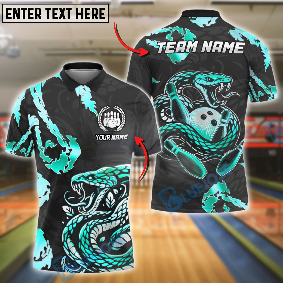 BlueJose Bowling And Pins Angry Snake Customized Name 3D Shirt (6 Colors)