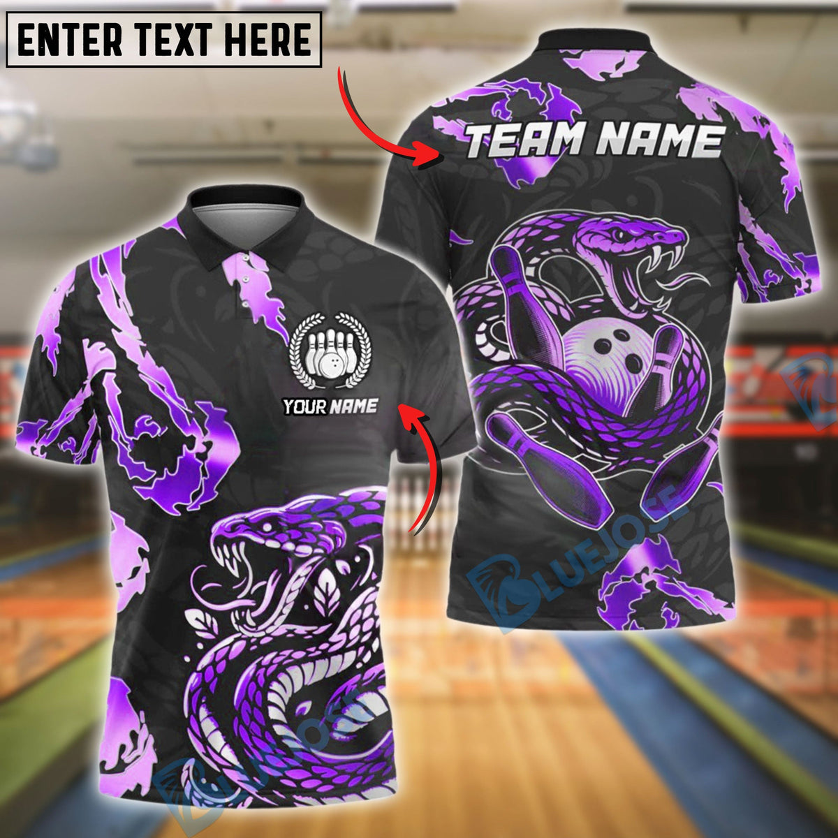 BlueJose Bowling And Pins Angry Snake Customized Name 3D Shirt (6 Colors)
