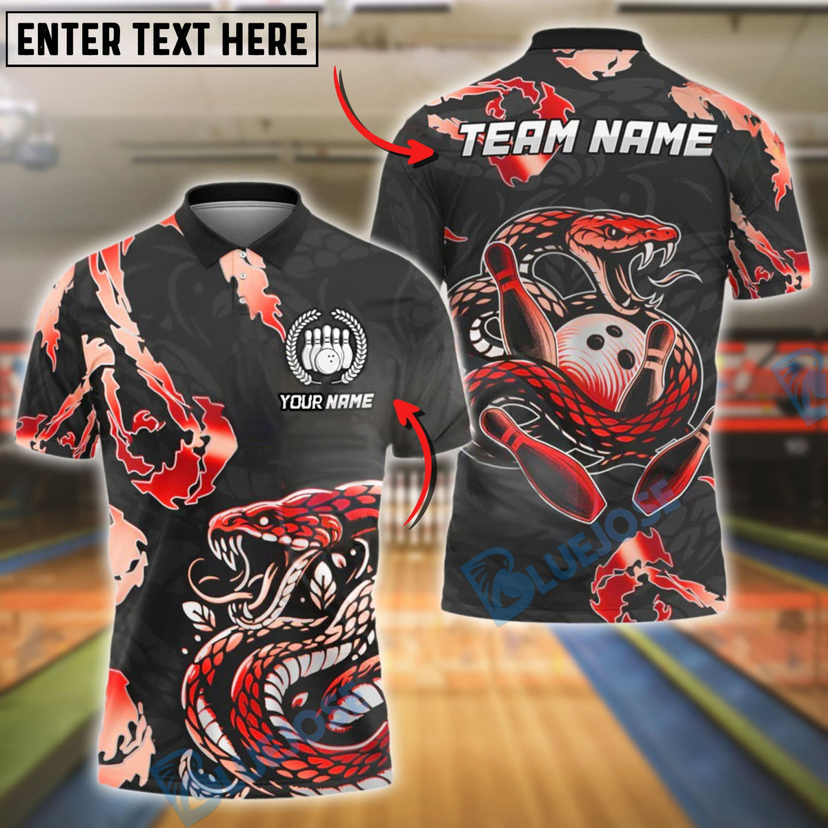 BlueJose Bowling And Pins Angry Snake Customized Name 3D Shirt (6 Colors)