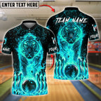 BlueJose Bowling And Pins Fire Tiger Customized Name, Team Name 3D Shirt (4 Colors)