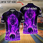 BlueJose Bowling And Pins Fire Tiger Customized Name, Team Name 3D Shirt (4 Colors)