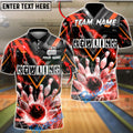 BlueJose Bowling & Pins Lightning Strike Electric Energy Graphic Customized Name, Team Name 3D Shirt (4 Colors)