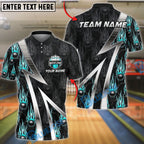 BlueJose Bowling And Pins Fire Ball Pattern Customized Name, Team Name 3D Shirt (4 Colors)