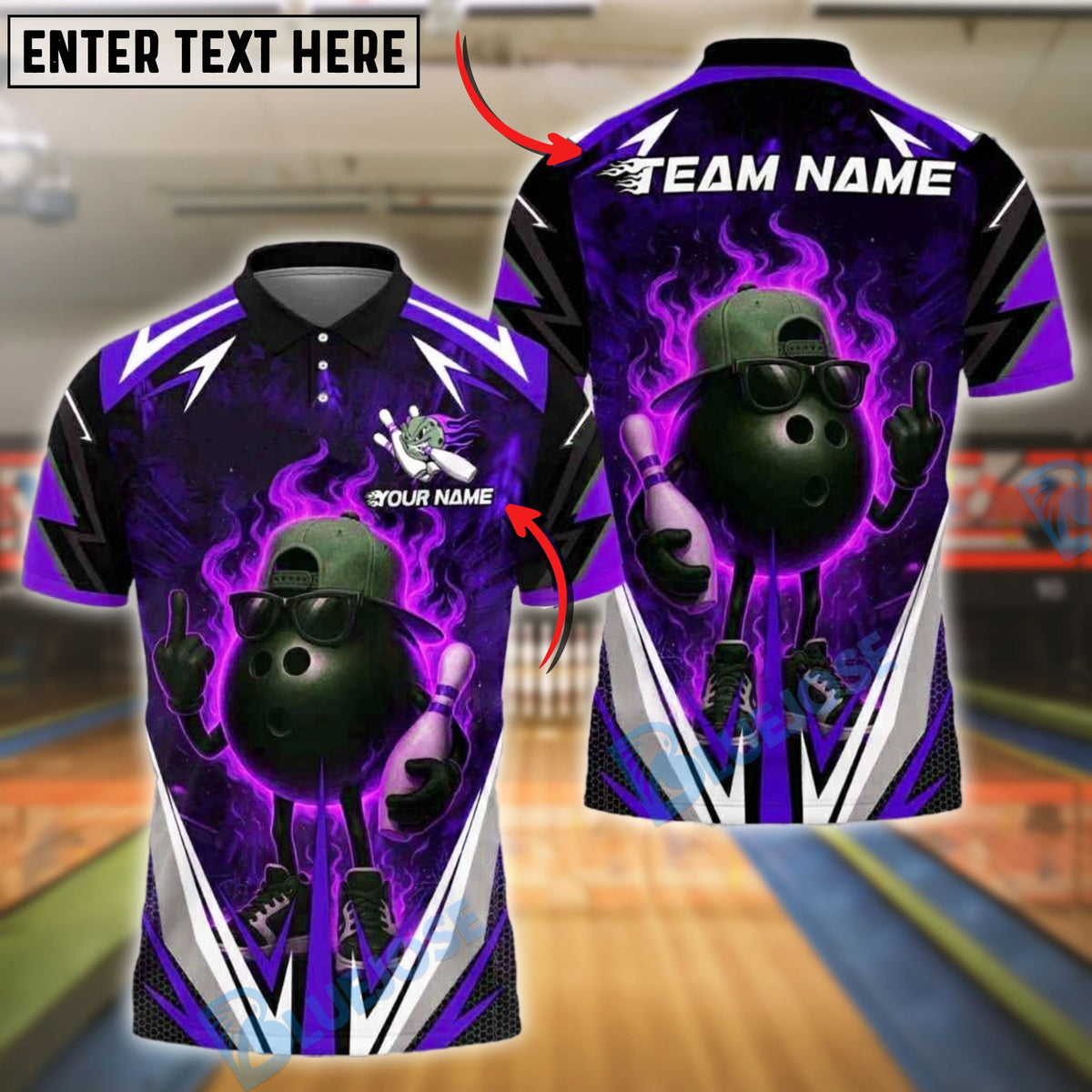 BlueJose Bowling Flaming Ball Cool Style Customized Name, Team Name 3D Shirt (4 Colors)