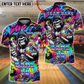 BlueJose Bowling And Pins Gorilla Graffiti Game On Customized Name, Team Name 3D Shirt