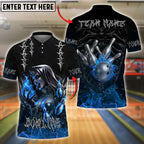 BlueJose Bowling Flaming Nun Skull Customized Name, Team Name 3D Shirt (4 Colors)