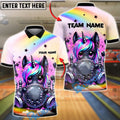 BlueJose Bowling And Pins Cute Unicorn Rainbow Customized Name, Team Name 3D Shirt