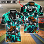 BlueJose Bowling Graffiti Cowboy With Bullet Holes Customized Name, Team Name 3D Shirt (4 Colors)
