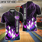 BlueJose Bowling And Pins Strike Flame Thunder Lightning Customized Name, Team Name 3D Shirt (4 Colors)