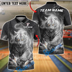 BlueJose Bowling And Pins White Tiger Lightning Storm Tiger Claw Gripping Ball Customized Name, Team Name 3D Shirt (6 Colors)