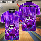 BlueJose Bowling Cool Swag Panda Synthwave Retro Cyberpunk Cityscape Customized Name, Team Name 3D Shirt (4 Colors)