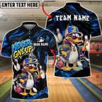 BlueJose Bowling Funny Duck Cartoon Character Urban Streetwear Vibrant Sportswear Customized Name, Team Name 3D Shirt (4 Colors)