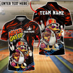 BlueJose Bowling Funny Duck Cartoon Character Urban Streetwear Vibrant Sportswear Customized Name, Team Name 3D Shirt (4 Colors)